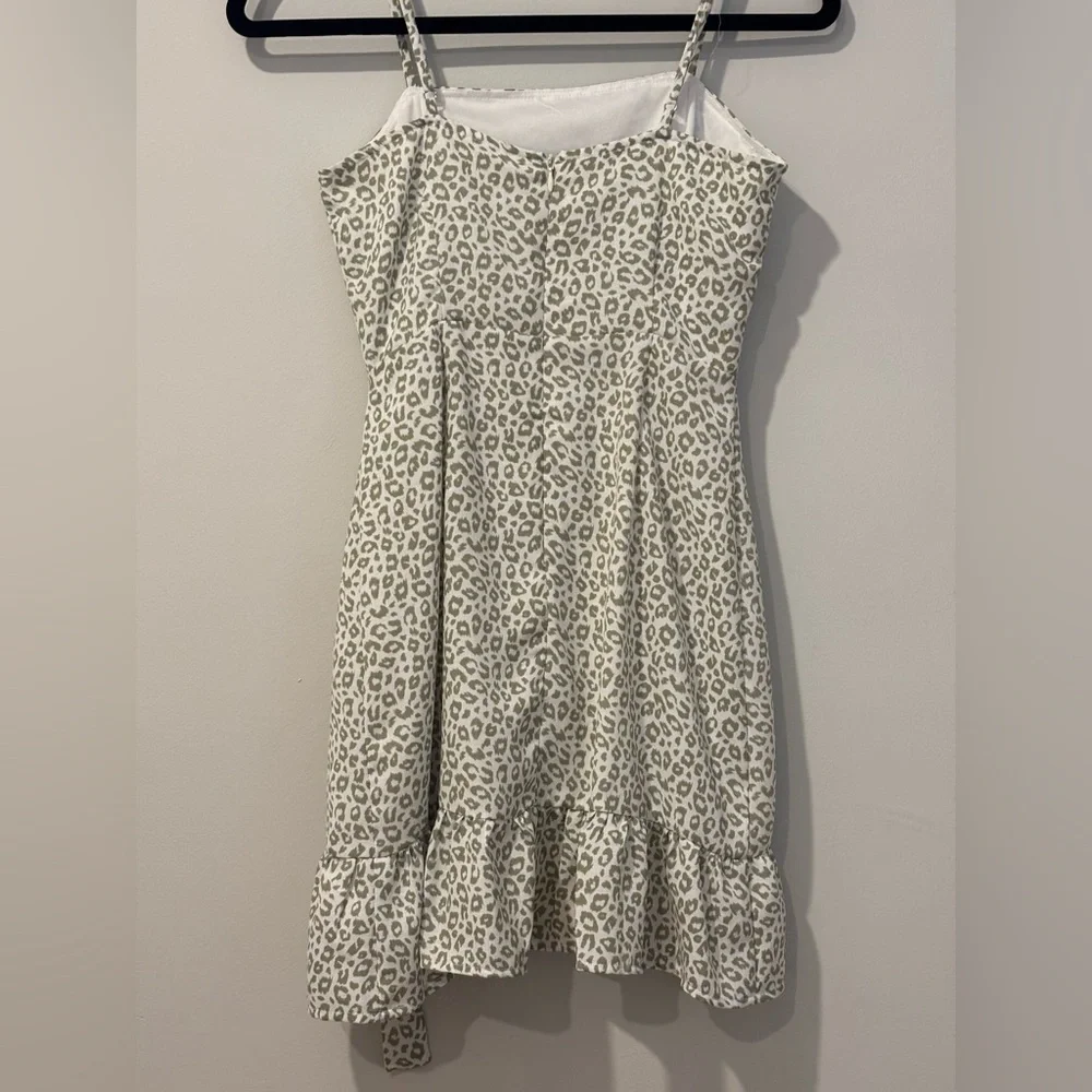 Altar'd State Green and White Leopard Print Mini Dress - Picture 4 of 13